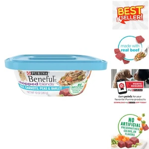 Purina Beneful Wet Dog Food with Beef - 10 oz Tubs, 8 Pack of Chopped Blends - Picture 1 of 11