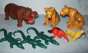 2 Vintage W. Germany Schleich Sitting Lions / Lionesses, Ant Eater, NF Hippo - Picture 1 of 4