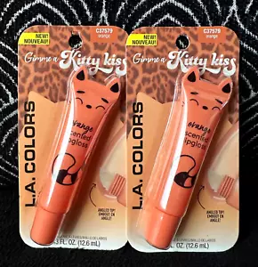 2pk LA COLORS GIMME A KITTY KISS ORANGE C37579 SCENTED CAT SHAPE LIP GLOSS LOT - Picture 1 of 6