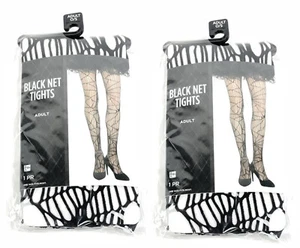 Lot of 2 Suit Yourself Black Net Tights for Women Halloween Costume Adult OS NEW - Picture 1 of 3