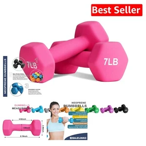 Hexagonal Neoprene Dumbbells - 7 lb Pair for Home Fitness & Yoga Workouts - Picture 1 of 9