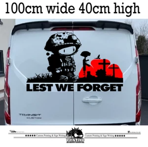 Lest We Forget GRANDE calcomanías de vinilo para ventana de auto furgoneta pegatinas amapola cámper caravana - Imagen 1 de 2