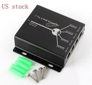 PoE Extender 10/100M 4 Ports Up to For Network AP IP Camera Telephone Equipment - Picture 1 of 6