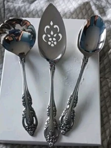 ONEIDA STAINLESS STEEL BRAHMS SERVING HOSTESS SET Spoon Ladle Flat Pie New Fine - Picture 1 of 10