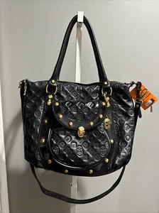 Marino Orlandi geprägte Leder Schulter Crossbody Tasche Handtasche in Schwarz - Neu mit Etikett - Bild 1 von 13