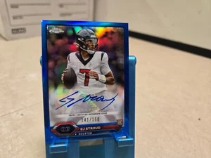 CJ STROUD 2024 TOPPS CHROME COMPOSITE BLUE REFRACTOR ROOKIE VARIATION AUTO /150 - Picture 1 of 4