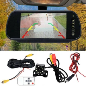 7" Wired Rear View Kit Car Bus HD LCD LED Mirror Monitor W/ IR Reverse Camera - Picture 1 of 10