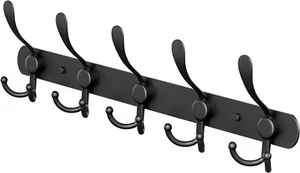 Bulk Box of 32 Matte Black Heavy Duty Coat Racks with 5 Tri Hooks for Towel Hat - Picture 1 of 7