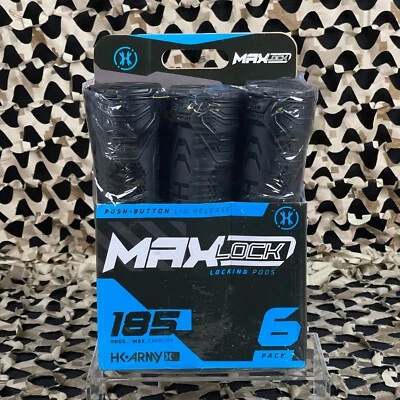 NEW HK Army 6-Pack 185 Round MaxLock Paintball Pods - Stealth