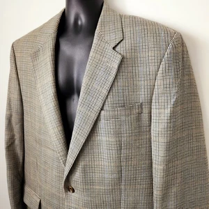 Blazer Abrigo Deportivo Ralph Lauren Seda Lana Cuadros Glen Cuadros 46 XL De Colección Años 90 - Imagen 1 de 13