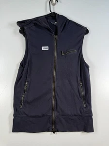 Felpa con cappuccio uomo John Varvatos full zip tasca senza maniche blu navy taglia small 17x24,5 - Foto 1 di 8