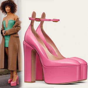 Sexy Zapatos de salón con plataforma y correa para el tobillo de pasarela Occidente para mujer Tacón alto de fiesta - Imagen 1 de 31