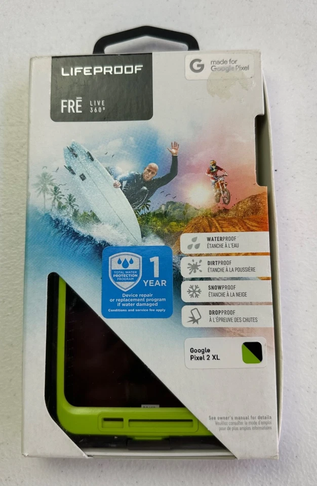 Funda para Google Pixel 2 XL - Negra y Verde | Impermeable | LifeProof Fre Series Foto 1 de 4