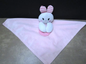 Forever Baby Pink Bunny Rabbit Lovey Plush Security Blanket Teether Satin 14” - Picture 1 of 7