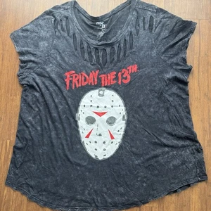 Torrid Friday the 13th T Shirt Jason Mask Black Slashed Gothic Horror 4 (4X 26) - Picture 1 of 10