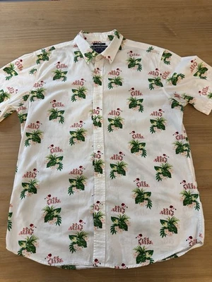 American Rag Mens Medium Short Sleeve Button Down Christmas Flamingo Shirt - Image 1 of 4