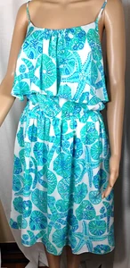 Lilly Pulitzer Damen 2X Türkis Seeigel Sommerkleid Stufen Fließend Küste Boho - Bild 1 von 13