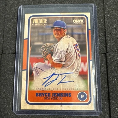 Tarjeta de béisbol vintage de ónix autógrafo Bryce Jenkins 2025 de los Mets de Nueva York Foto 1 de 2