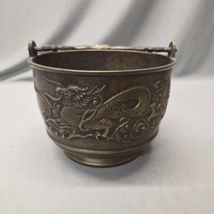Oriental Dragon Planter/Cauldron - Bronzed - Picture 1 of 12