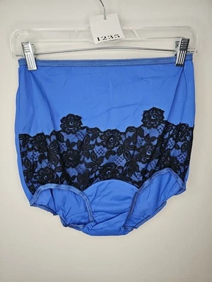 Винтажные синие трусики Seamprufe из 100% нейлона с черным кружевом размер детали 7 - Изображение 1 из 4