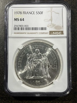 1978 France 50 Francs Silver NGC MS 64 Mint State Coin - Image 1 of 4