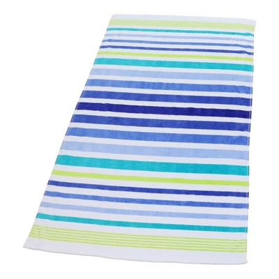 Хлопковое пляжное полотенце, 28x60, Mainstays, синее многополосное - Изображение 1 из 4