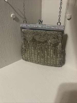 DELILL Vintage Handmade Gem Style Beaded Evening Clutch Purse With Chain - Image 1 of 4