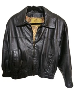 Giacca pelle marrone vintage anni 80 Peruzzi Italy Dk donna M bomber spalla pipistrello - Foto 1 di 14