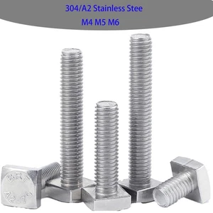 Tornillos de cabeza cuadrada M4 M5 M6 tornillo roscado completo acero inoxidable A2/304 grado 6,8 - Imagen 1 de 33