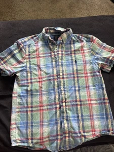 Boys Size Medium (10/12) Polo Ralph Lauren Plaid Short Sleeve Button Down Shirt - Picture 1 of 7