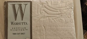 Vintage NEU Wamsutta 100 % ägyptische Baumwolle Twin flaches Laken 250 Stück Alexandria Spitze - Bild 1 von 8