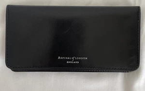Aspinal of London Leather Credit Card/note Holder Slim Flat Wallet Black 6x3” - Picture 1 of 9