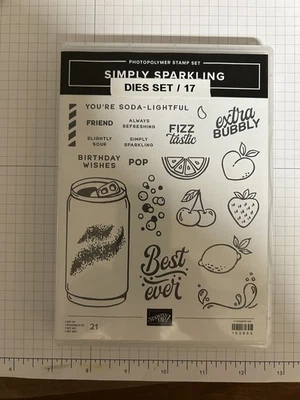 STAMPIN UP! JUEGO DE SELLOS Y TROQUELES TRANSPARENTES SIMPLEMENTE BRILLANTES ENVÍO GRATUITO LATA DE REFRESCO  Foto 1 de 2