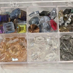 Faceted Crystal Glass Beads Loose Bead Lot Jewelry Making Czech style + Storage - Picture 1 of 6