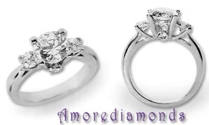 2,04 quilates I VVS2 diamante redondo 3 piedras compromiso aniversario oro blanco 18k - Imagen 1 de 1
