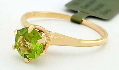 GENUINE 1.04 Cts PERIDOT SOLITAIRE RING 10K GOLD - Free Certificate Appraisal - Image 1 of 4