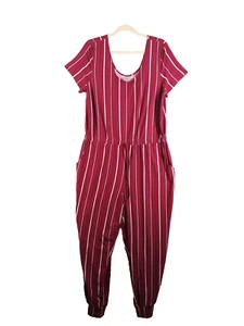 NO BOUNDARIES Women Jumpsuit Junior Size XXL(119) Striped Knit Pockets Waist Tie - Picture 1 of 11