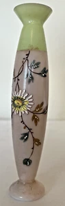 Antique Victorian stem vase Colourfully Hand painted and enamelled milk glass - Picture 1 of 7