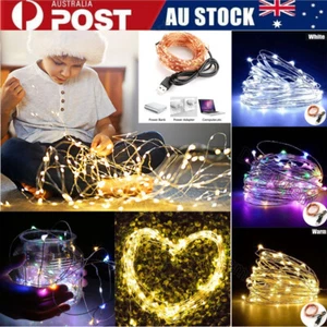 100-500 LEDs USB Powered Copper Wire String Fairy Lights Christmas Wedding Party - Picture 1 of 21
