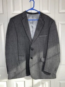 Stuart Hughes Wool Blazer Jacket Men’s Herringbone Two Button Gray India Sz 46 R - Picture 1 of 4