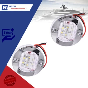 2x Round 3" Marine Boat Stern Transom Lights White 6 LED Deck Courtesy Light - Picture 1 of 7
