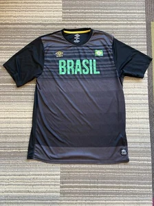 Brasil Brazil Shirt Mens XL Unbro Gray/Black Striped Soccer Futbol Jersey - Picture 1 of 7
