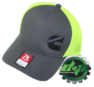 Cummins trucker hat richardson Charcoal Gray Yellow mesh flex fit sm/md - Picture 1 of 2