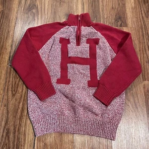 Tommy Hilfiger Pullover 1/4 Zip Long Sleeve Sweater Cotton Red Boys Size 12/14 - Picture 1 of 5