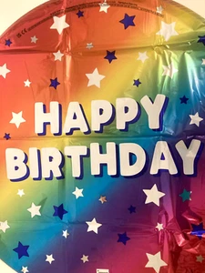Rainbow Colors Happy Birthday Round Mylar Foil Balloon Party Decoration Supplies - Picture 1 of 3