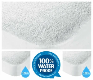 Terry Towel Waterproof Mattress Protector Fitted Wet Sheet Bed Cover Washable - Picture 1 of 11