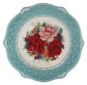 The Pioneer Woman Christmas Cheerful Rose Rimmed Bowl 9.25” Novelty Icons - Picture 1 of 5