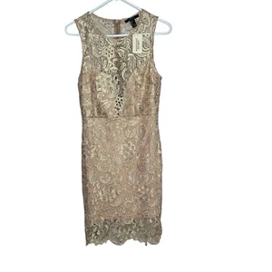 Abito tubino pizzo nudo oro Forever 21 foderato taglia large nuovo con etichetta - Foto 1 di 5