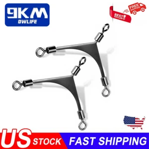 15Pcs 3 Way Swivels Fishing Tackle Tool Saltwater Fishing Rolling Barrel Swivels - Picture 1 of 16