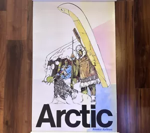 Vintage Original 1970s Alaska Airlines Arctic Travel Poster Natives Walrus - Picture 1 of 8